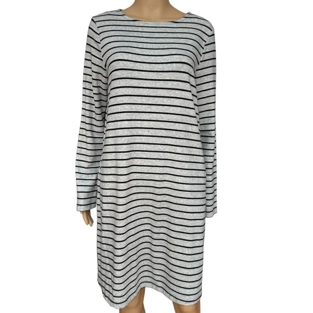 Karen Kane French terry striped gray dress size L cotton blend